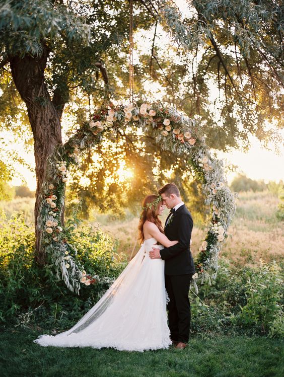 Giant Greenery Wreath Wedding Inspiration Photography by Leo Patrone