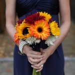 Handmade Sunflower Bouquets and a Navy Blue and Yellow Color Palatte