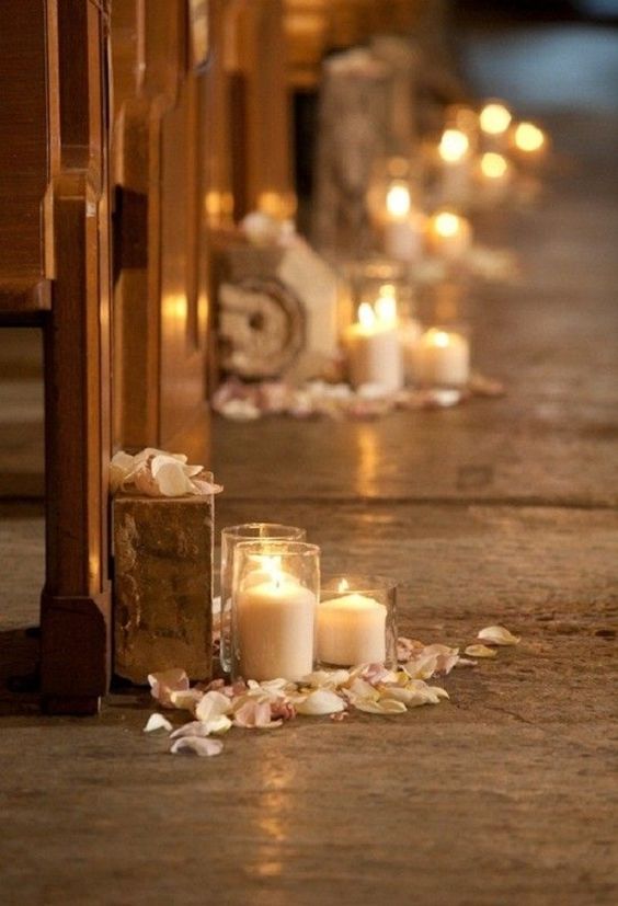 Heavenly candle wedding decorations for Church wedding