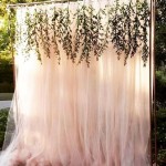 Rustic outdoor backyard tulle wedding backdrop ideas