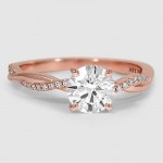 14K Rose Gold Petite Twisted Vine Diamond Ring