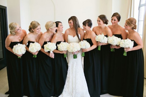 Black bridesmaid dresses via weddingbee