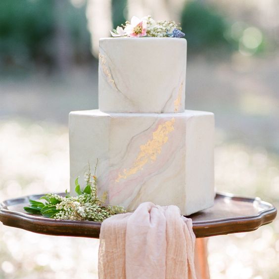 Marbled inspired wedding cake