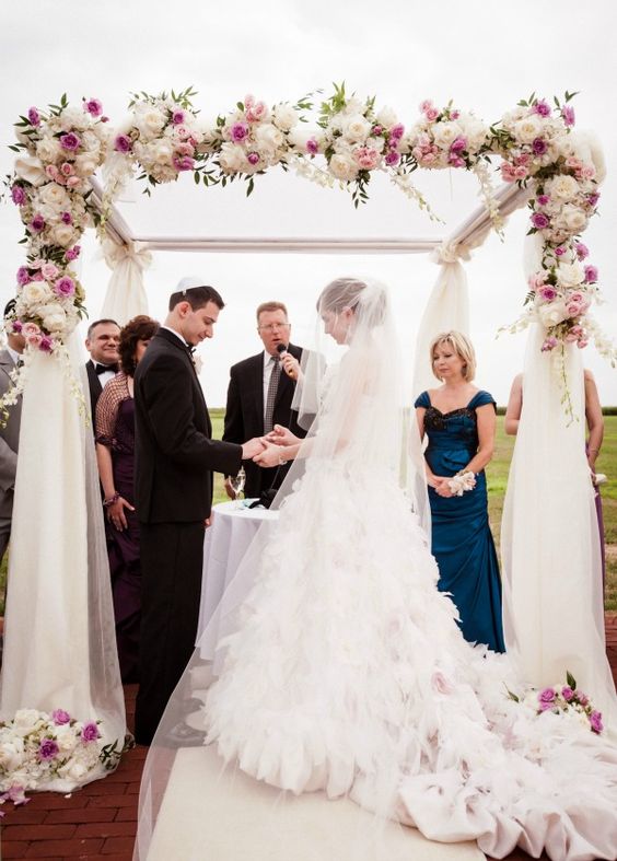 Romantic Jewish Wedding Chuppah with Cascading Flowers by Mazelmoments