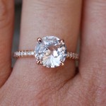 Rose gold engagement ring Round Peach sapphire by EidelPrecious
