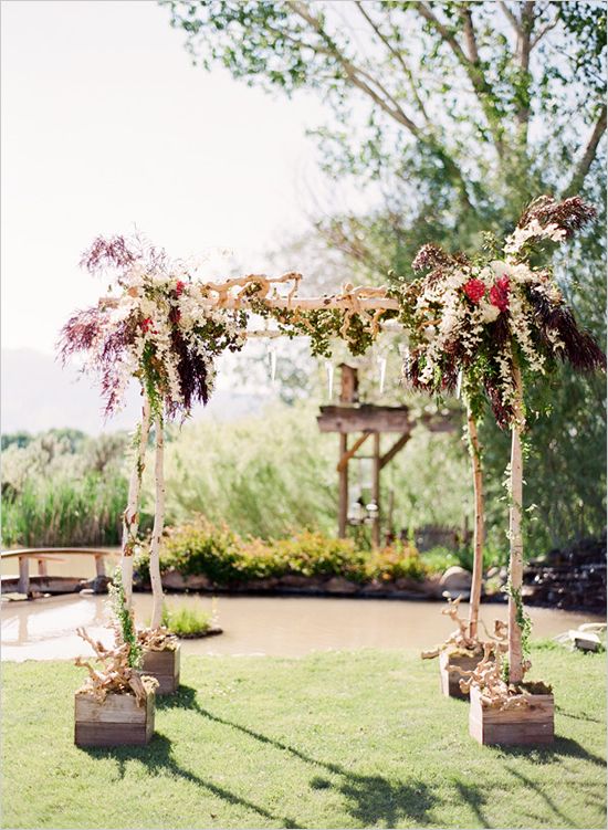 Simple birch wedding arbor Chuppah ideas