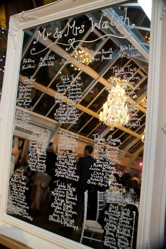 Antique mirror with writing