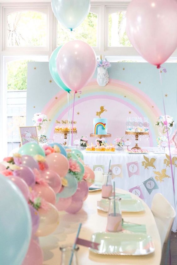 Floral Glam Unicorn Party Decor at Kara Party Ideas