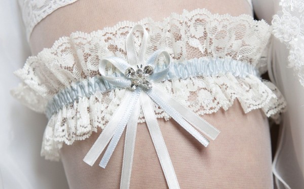 Freya Lace Wedding Garter Wirh Crystal Detail