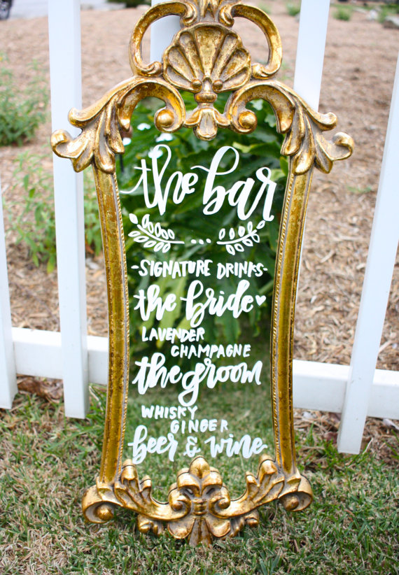 Wedding mirror menu wedding sign