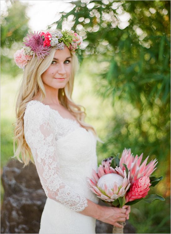 boho chic King protea bouquet ideas