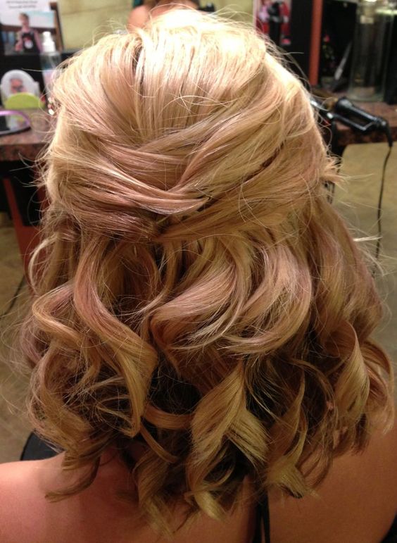 wedding hairstyles half up half down shoulder length hair