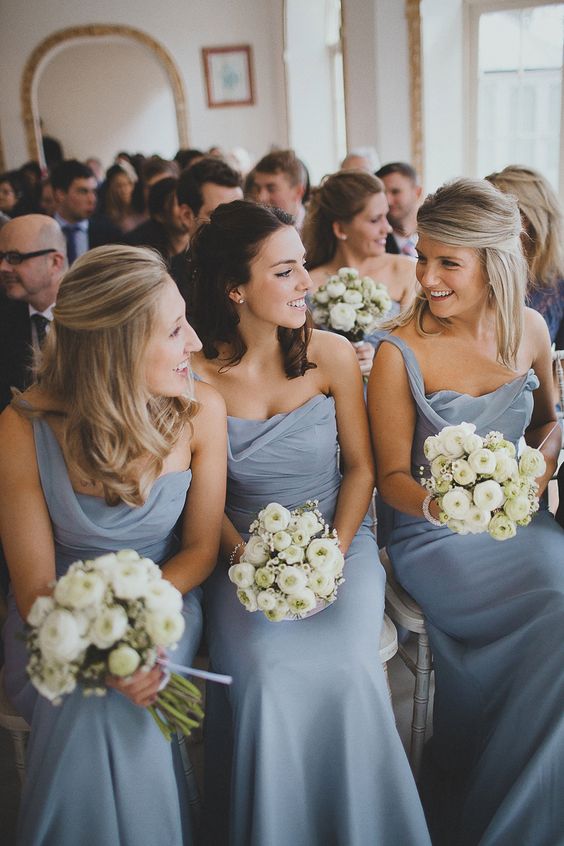 Dusty blue bridesmaid dresses Image by Claudia Rose Carter
