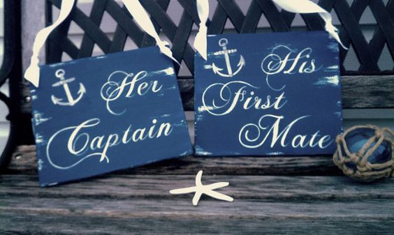 Navy Wedding Signs NAUTICAL Her Captain & His by RomanticPlanet