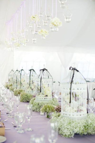 black and white birdcage wedding centerpieces