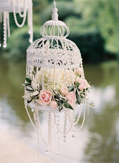 cute beaded birdcage wedding decorations