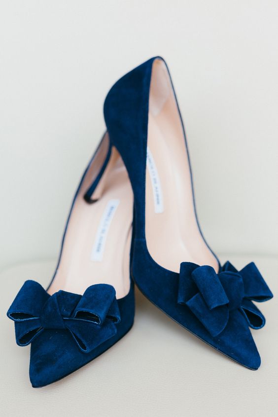 dark blue bridal gowns with bow ties