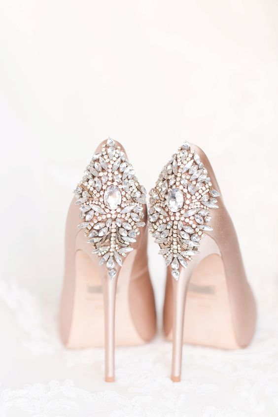 eye-catching blush bridal shoes
