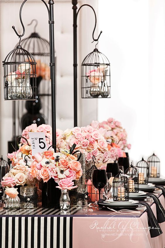 gorgeous black birdcage wedding centerpieces