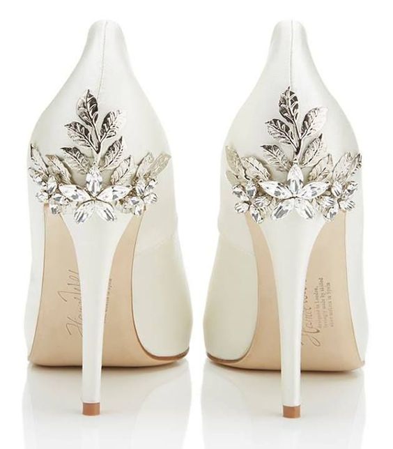 ornate white bridal shoes with stylish details