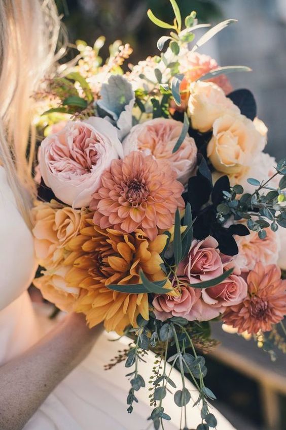 warm earth-toned fall wedding bouquets