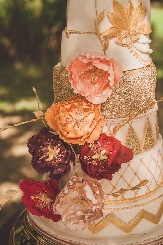 adorable fall wedding cake