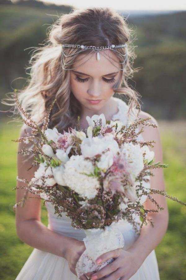 bridal hairstyle with unique hedpiece