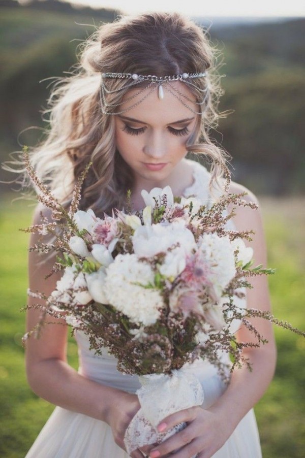 bridal hairstyle with unique hedpiece