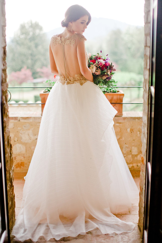 charming wedding bride on a countryside wedding in tuscany