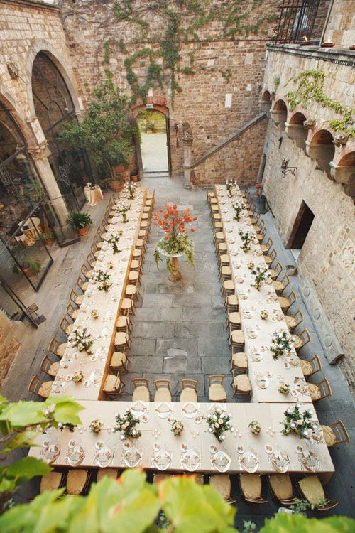 classic long table tuscan wedding decor