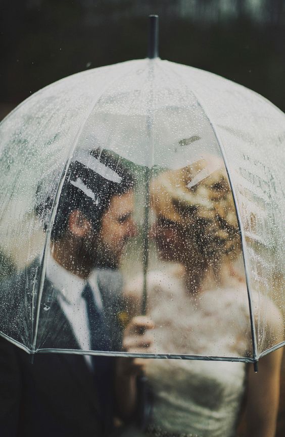 rainy day wedding photo