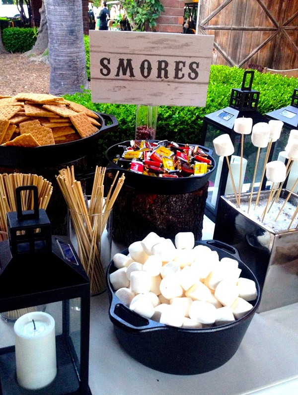rustic wedding with s'more bar