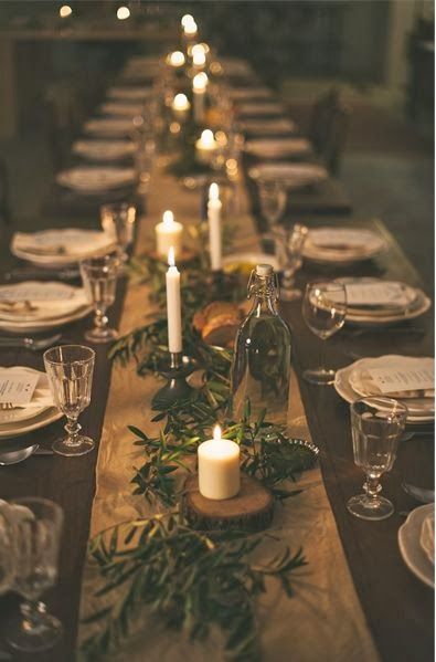 rustic table setting idea for winter wedding