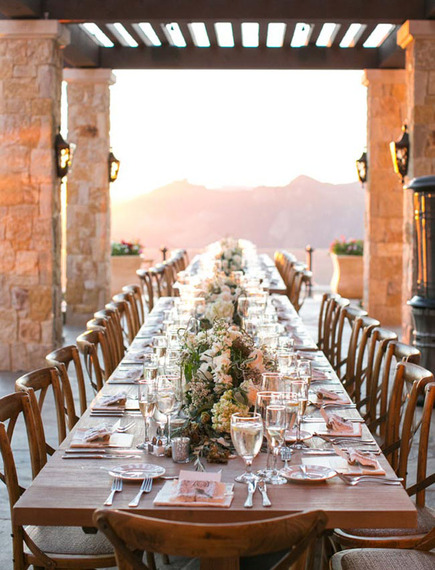 rustic tuscany-inspired wedding reception in a villa