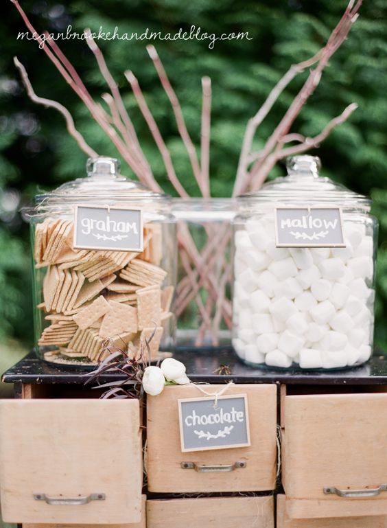 s'more bar idea for rustic farm wedding