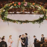 stunning flower chandelier for warehouse wedding ceremony