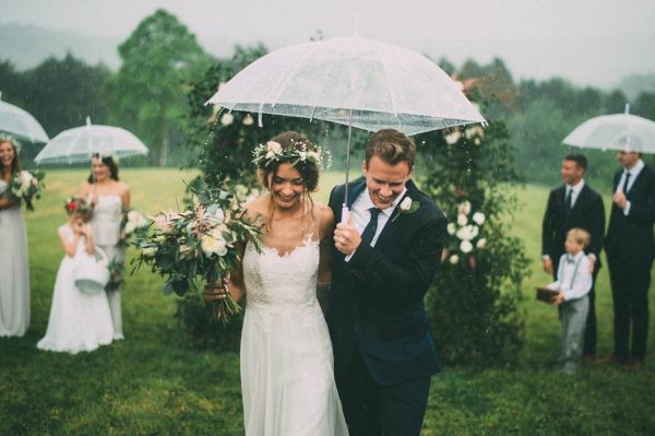 sweet rainy wedding photo