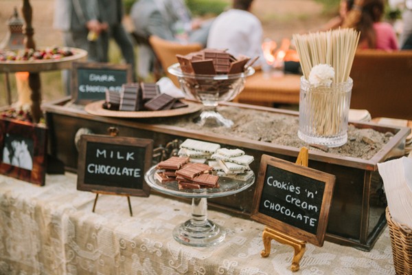 vintage wedding s'more bar idea