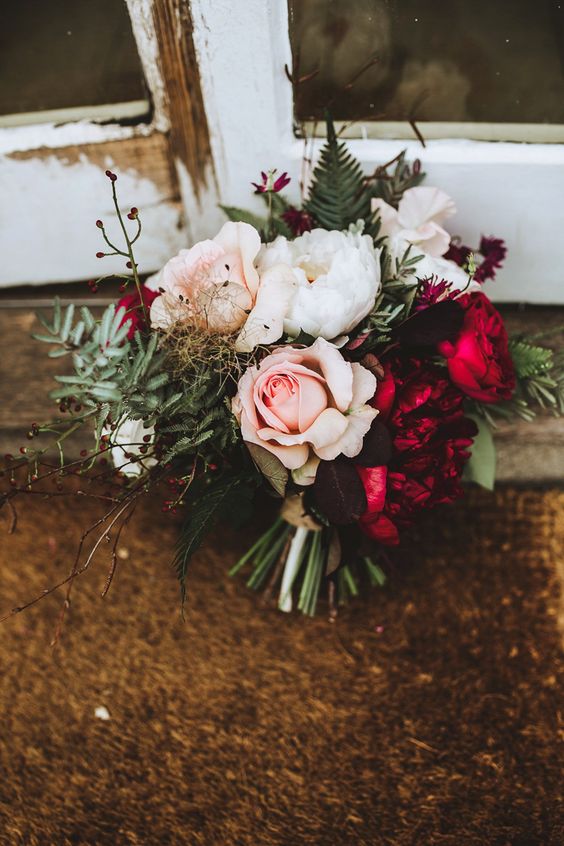 16 Elegant Burgundy and Blush Wedding Bouquet Ideas Mimi Fran Bridal Bouquet Blush and Burgundy Bouquet