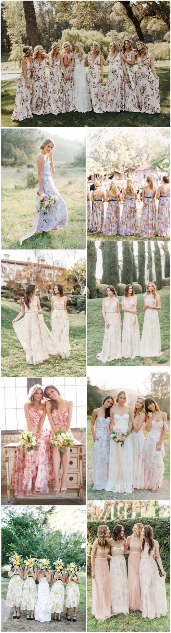 Floral Print Bridesmaid Dresses for Spring and Summer Weddings