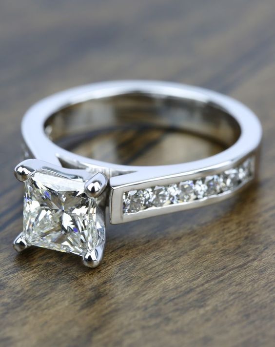  Princess Cut Diamond with Channel Engagement Ring by brilliance 