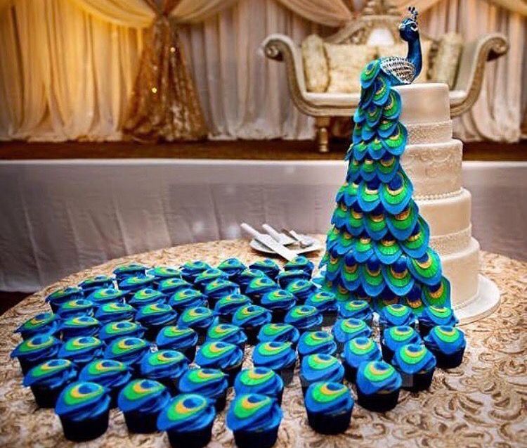 Peacock Themed Wedding Cake