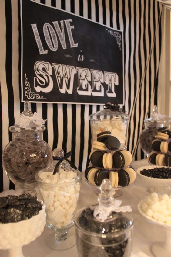  Black And White Wedding Party Candy Buffet! 