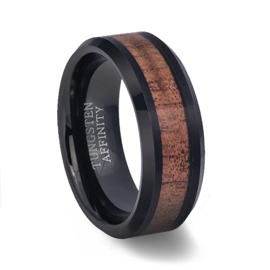 Black Tungsten Koa Wood Wedding ring