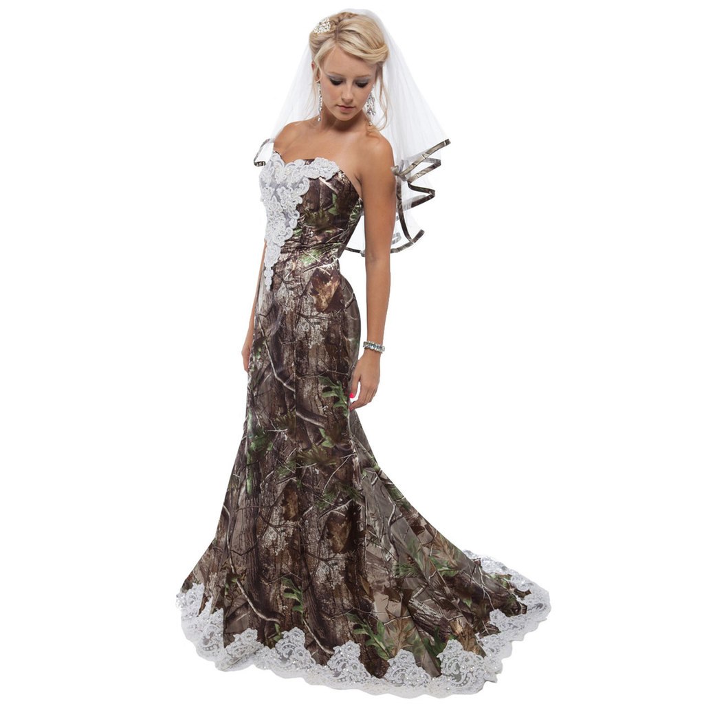  Realtree APG mermaid wedding gown with lace 