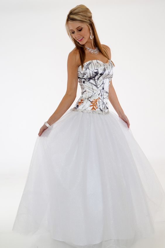  Camo Ball Gown shown in White Snowfall True Timber 