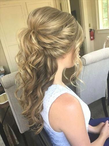 Wedding hairstyle for medium long hair: Curly half up half down. - YouTube