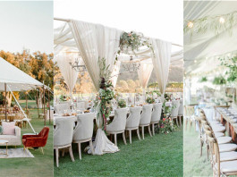 outdoor wedding with tent decorations