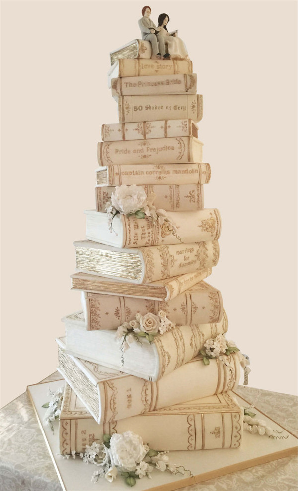 Creative and Fun Wedding Cakes with Books