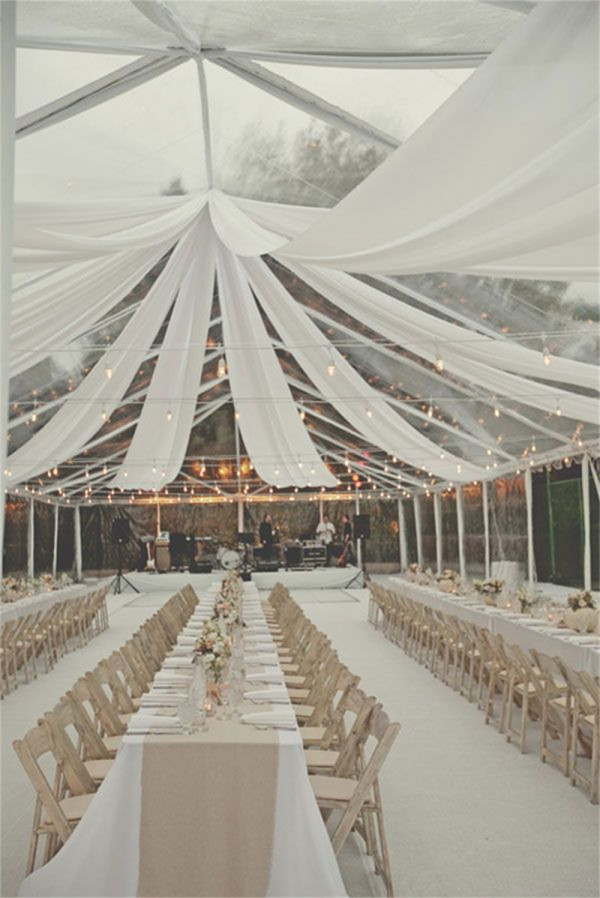 Classic White drapes for outdoor wedding
